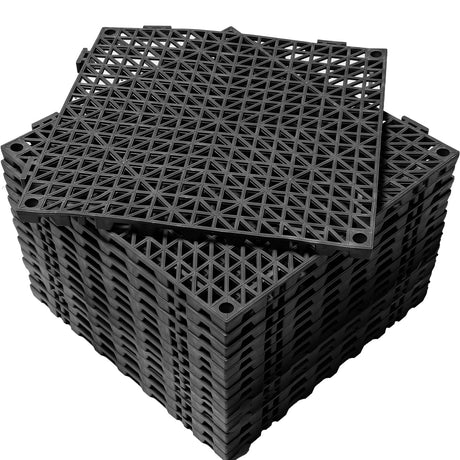 8Pack Drainage Interlocking Floor Tiles, Non-Slip Pool Deck Drain Tiles for Flooring, Soft PVC Splicing Modular Cushion Mats, Rubber Floor Tiles with EVANCENT