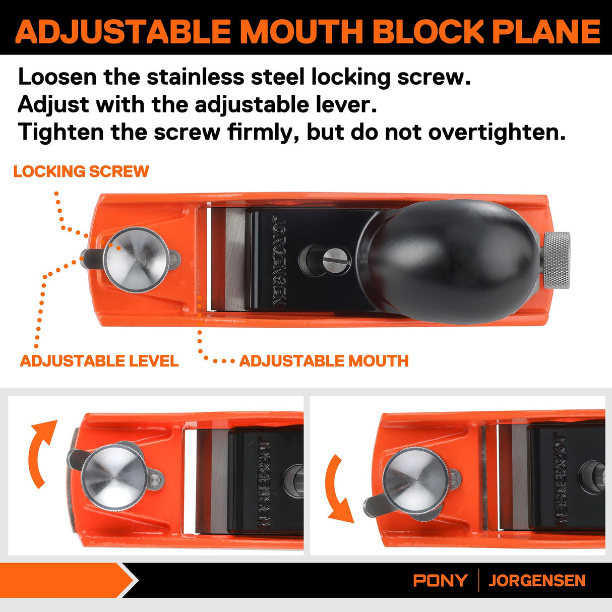 JORGENSEN 6.3" Mini Wood Planer, Mini Hand Planer for Woodworking, Low Angle Block Plane, Small Hand Plane for Trimming, Wood Planing, Craft - Small Jorgensen