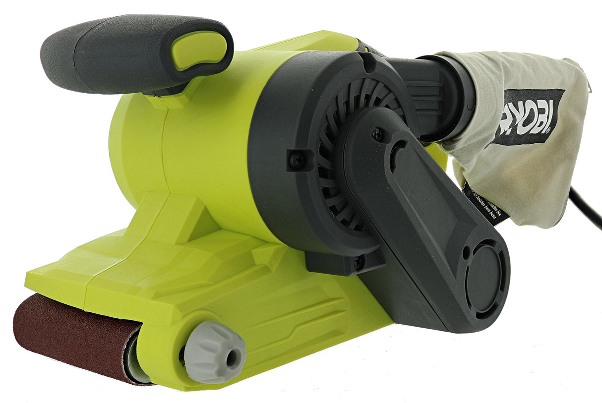 Ryobi BE319 6 Amp Portable 320 Feet / Minute Corded Belt Sander (3” x 18”) w/ Onboard Removable Dust Bag (Medium Grit Sanding Belt Included) Ryobi