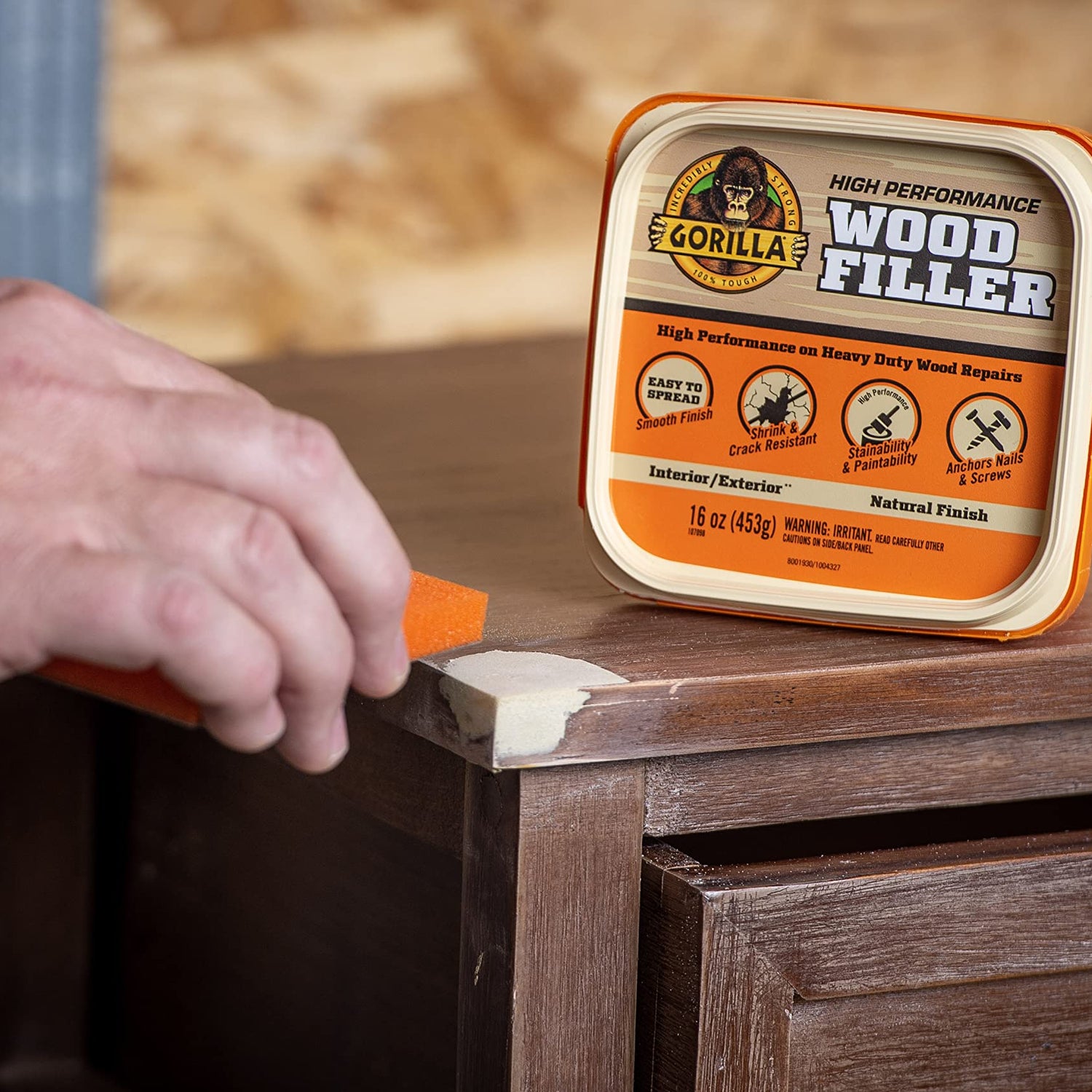 Gorilla All Purpose Wood Filler Wood Repair Kit with Putty Knife and Sanding Block Gorilla