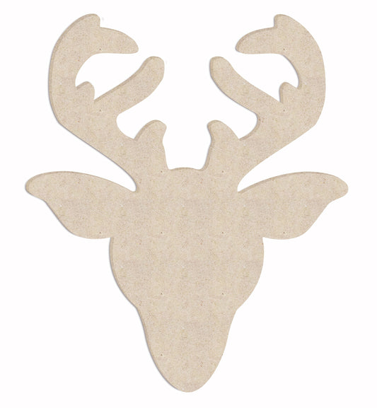 12" Reindeer Head Christmas Unfinished Wood Cutout 3/8 inch - WoodArtSupply