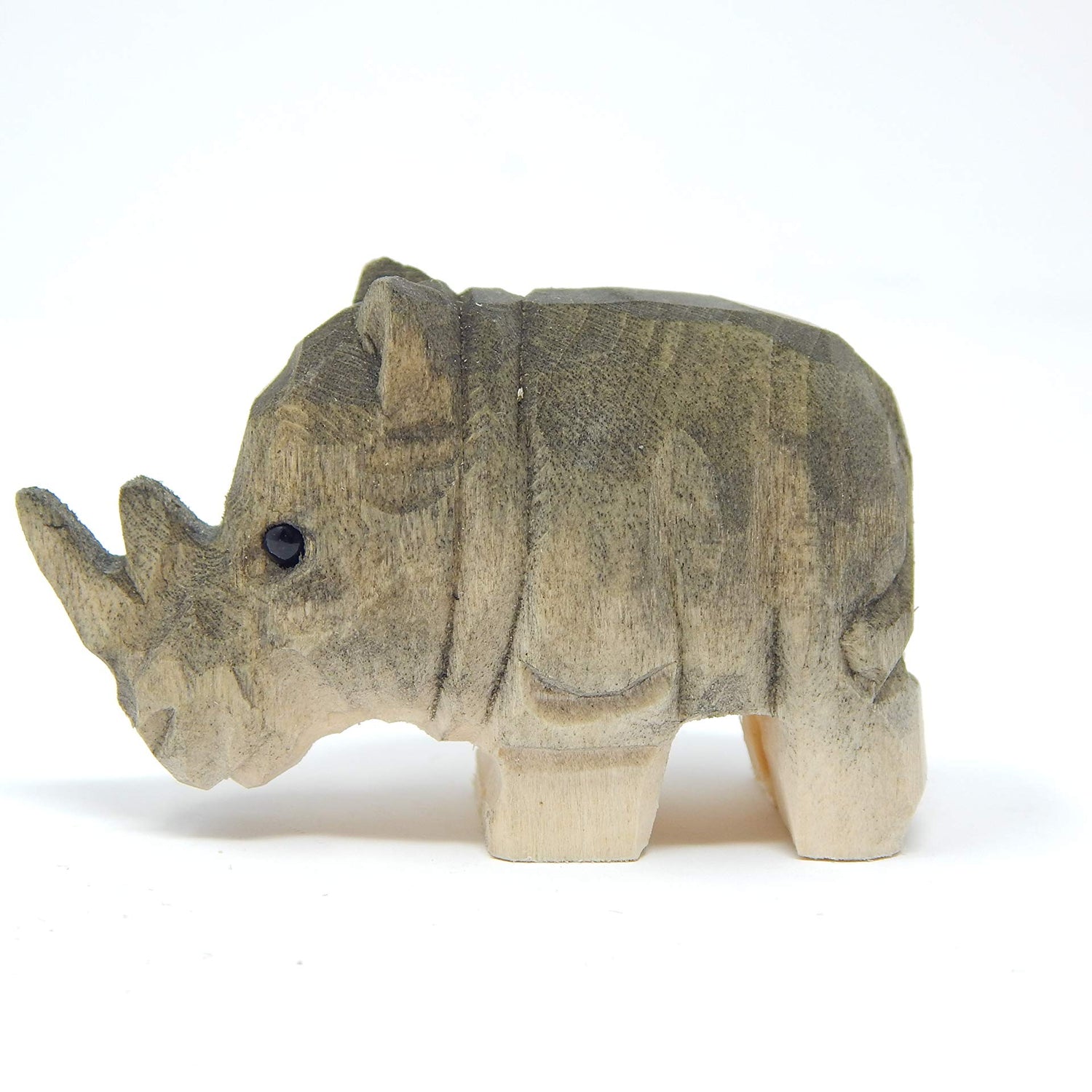 Selsela Rhino Figurine Art Garden Statue Home Decoration Wood Carving Miniature Small Animal Sculpture Selsela
