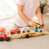 Melissa & Doug Wooden Emergency Vehicle Carrier Truck With 1 Truck and 4 Rescue Vehicles Melissa & Doug