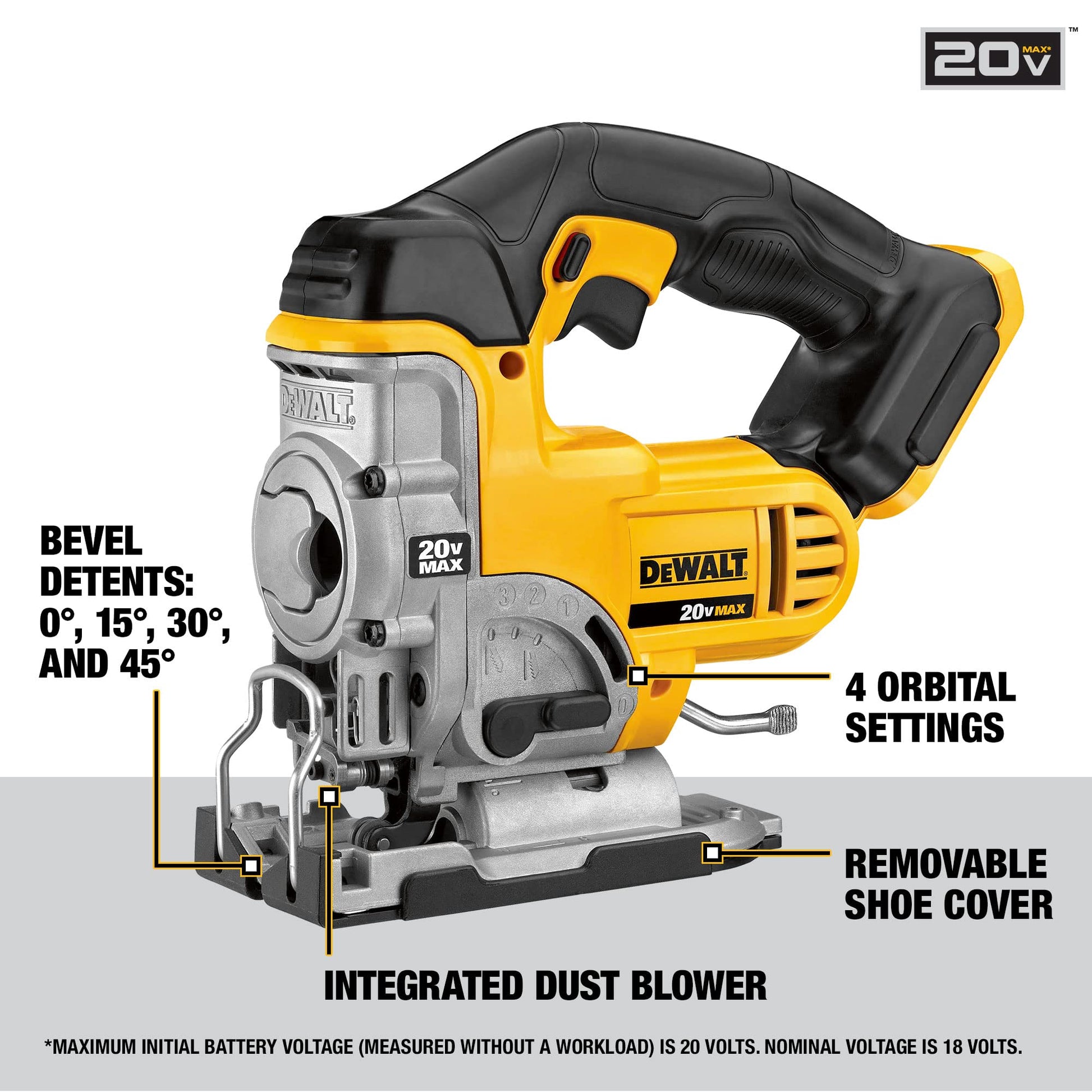 DEWALT 20V MAX XR Jig Saw, 3,000 Blade Speed, Cordless, LED Light, Bare Tool Only (DCS331B) - WoodArtSupply