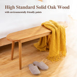Cttasty Entryway Bench, Solid Wood Dining Bench, Midcentury End of Bed Bench w/Rounded Corner, Outdoor Bench w/Robust Construction, Bedroom Bench, Cttasty