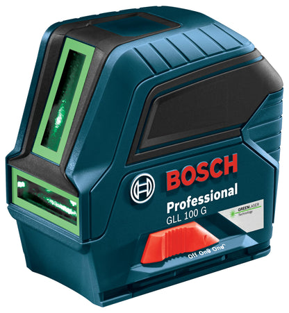 Bosch GLL 100 GX Self Leveling Cross Line Laser Level [100 FT] Horizontal & Vertical Mode Electronic Laser Includes Batteries, Magnetic Mounts and