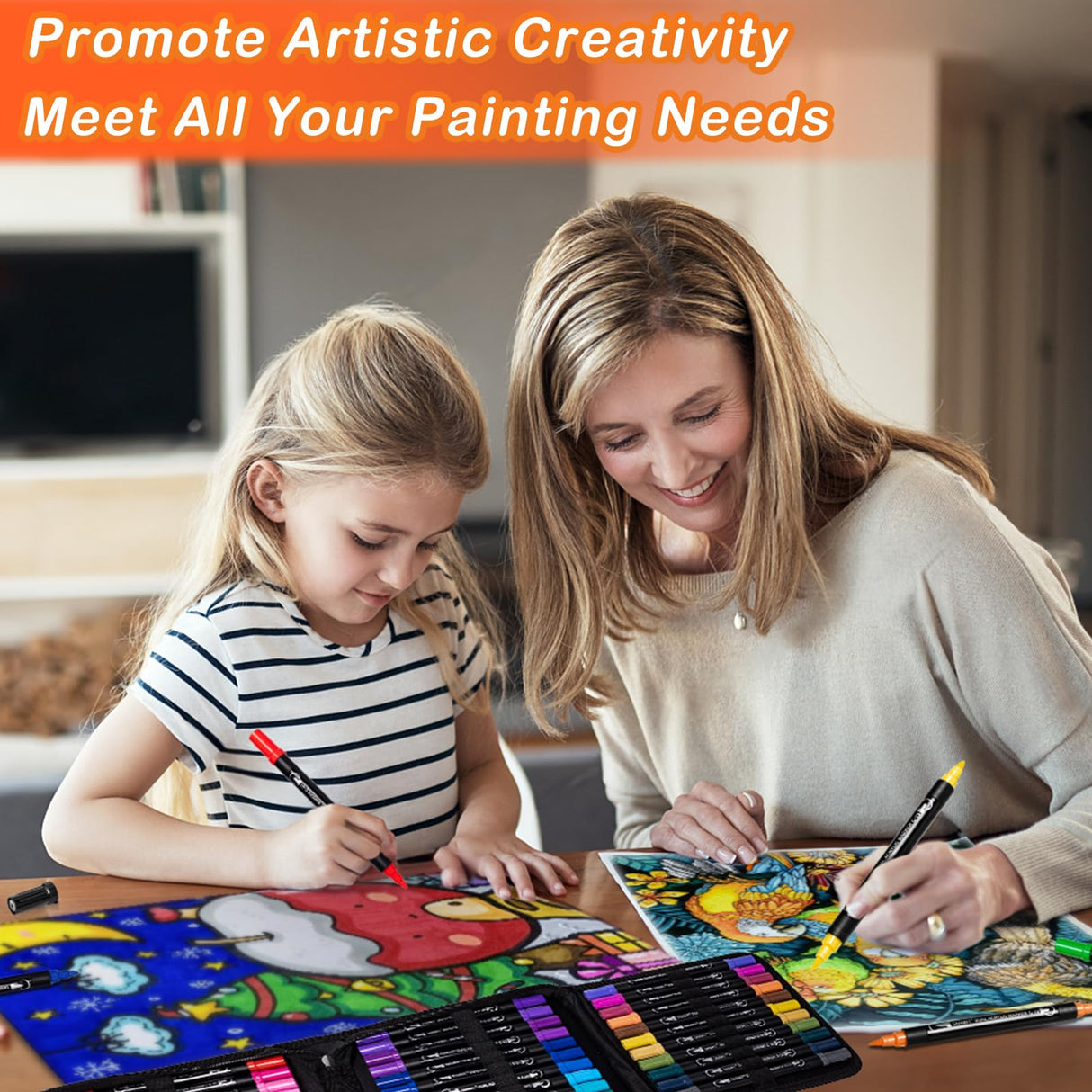 48 Colors Acrylic Paint Pens, Dual Tip Acrylic Paint Markers with Brush Tip and Fine Tip, Acrylic Pens for Rock Painting, Wood, Canvas, Stone, Glass, TANMIT