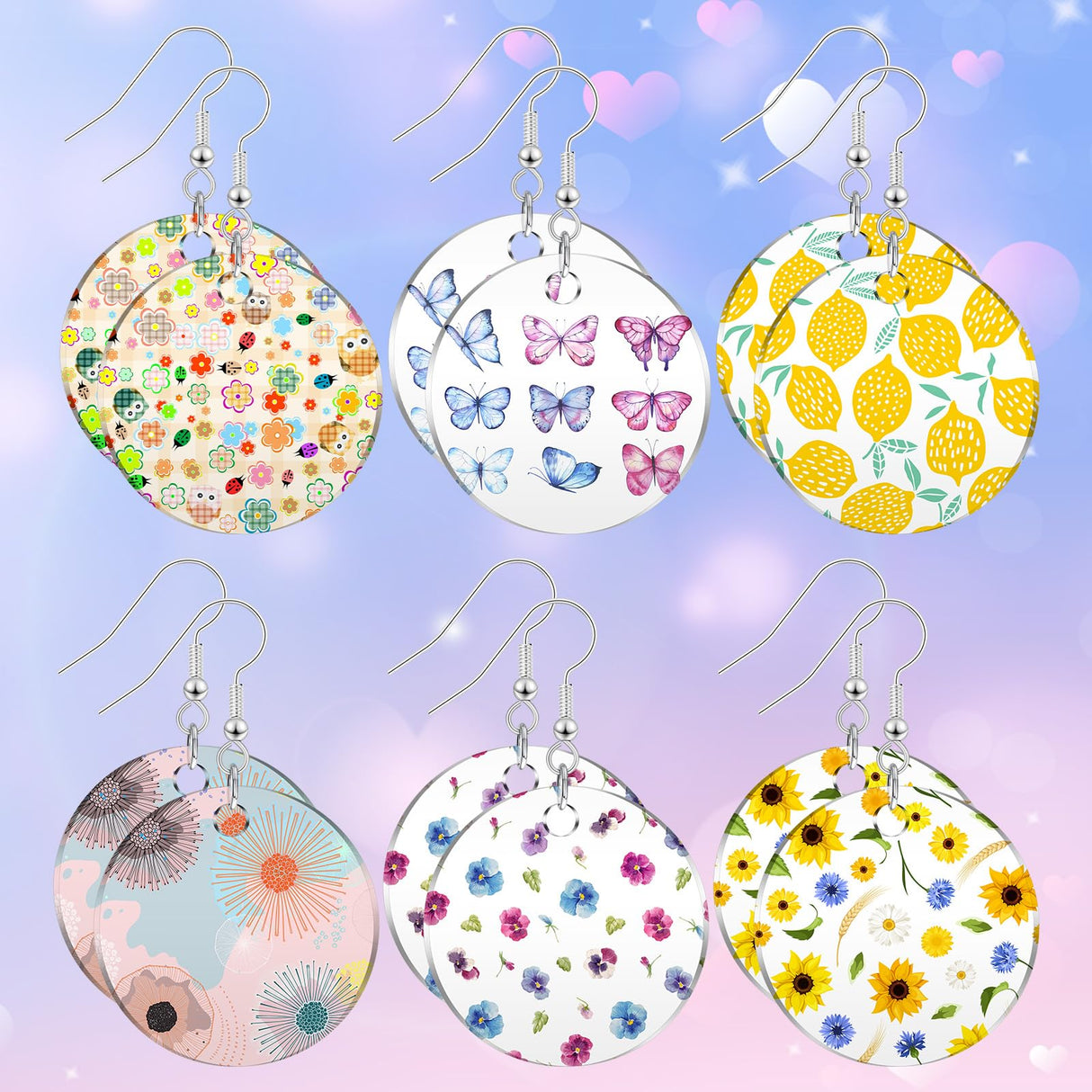 Loetere 168 Pieces Acrylic Earrings Blanks DIY Earrings Making Kit Includes Transparent Round Clear Acrylic Earring Blanks Pendants Earring Hooks and Loetere