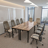 Bonzy Home Conference Tables 9ft Office Computer Desk for Meeting Room Study Writing Printer Podcast Table Save Space Design for 10 People Rustic Bonzy Home