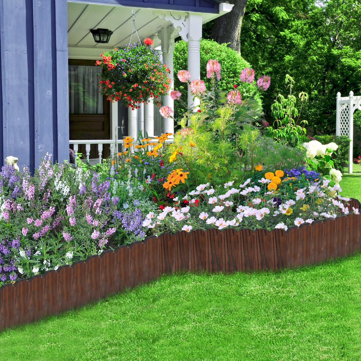 Wood Garden Fence - 13.1ft (L) x 11.8in (H) Pine Landscape Border Edging, Flexible Weather-Resistant Fences for Decorate Spring Outdoor Patio Yard Acostop