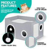 Heeyoo Cat House for Indoor Cats - Large Cat Bed Cave with Fluffy Ball and Scratch Pad, Foldable Cat Condos, Cat Cubes, Cat Hideaway, Covered Cat Bed Heeyoo