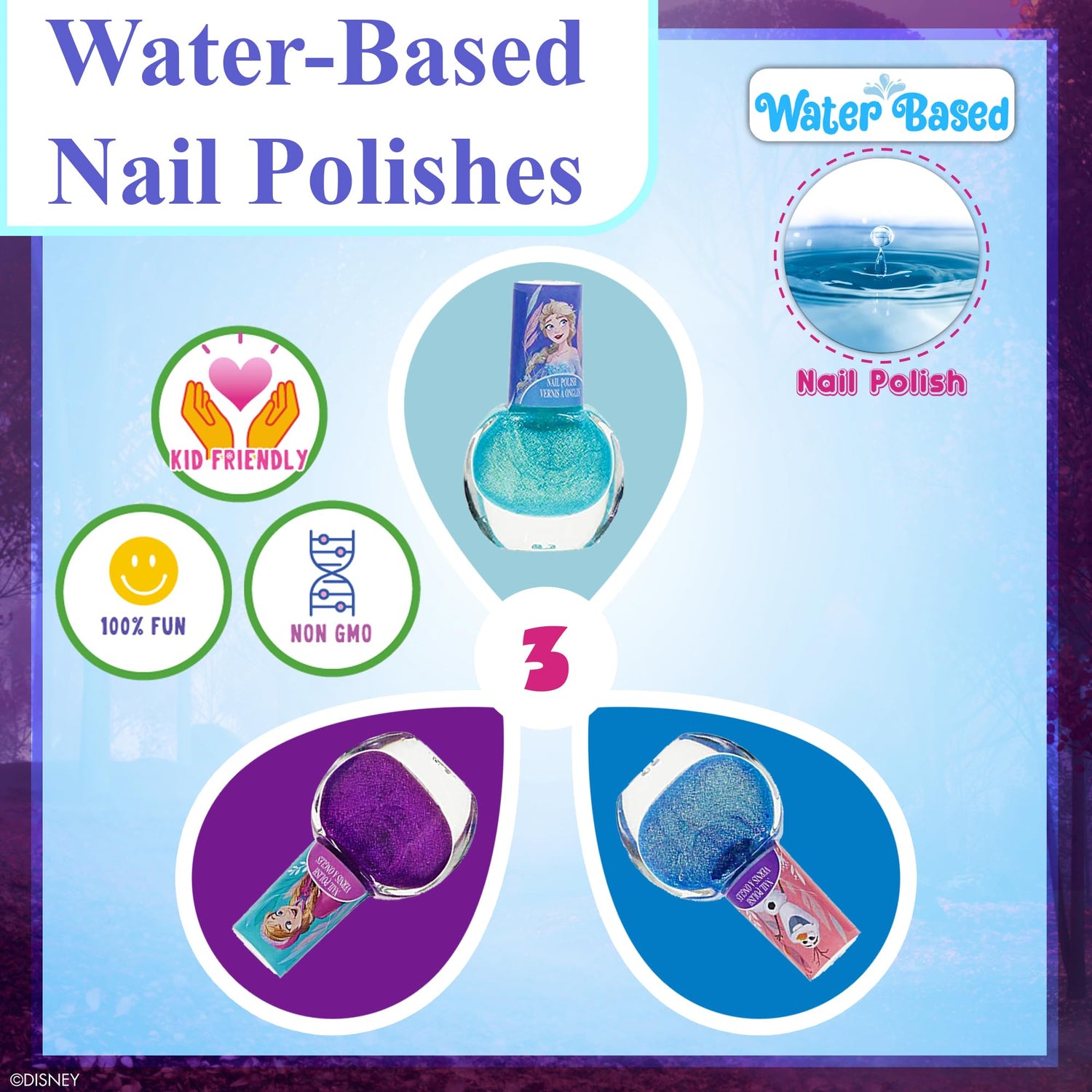 Disney Frozen Train Case Girls Beauty Set, Kids Makeup Kit for Girls, Real Washable Toy Makeup Set, Frozen Gift, Play Makeup, Pretend Play, Party Townley Girl