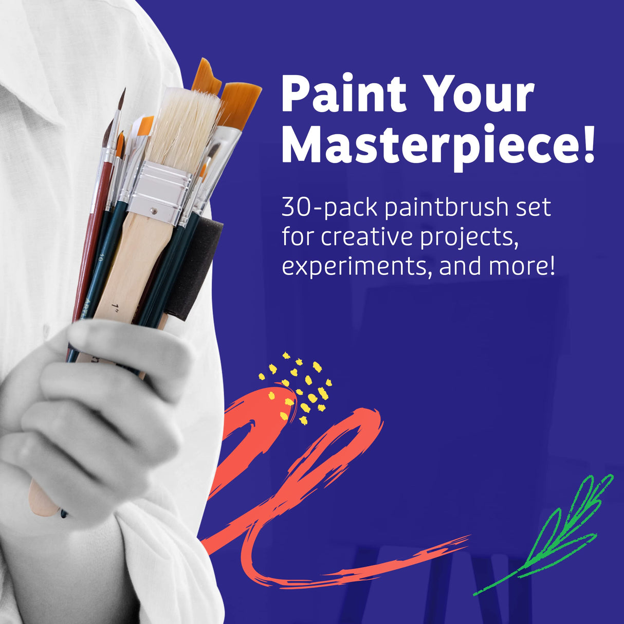 Artlicious Paint Brushes - Acrylic Paint Set and Detail Paint Brushes for Kids - Use with Craft, Watercolor, Oil, Gouache Paints, Face Art, Washable Artlicious