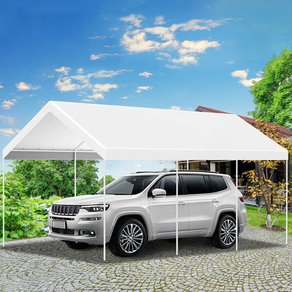 12x20 ft Carport Car Replacement Canopy Cover for Car Tent Party Tent Top Garage Shelter Cover with 32 Ball Bungees(Only Cover, Frame Not Included)