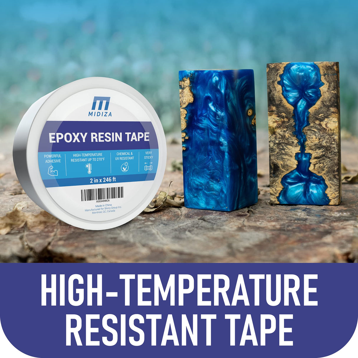 Midiza Resin Tape for Epoxy Resin Molding - High Temperature Resistant Thermal Silicone Adhesive Tape - Easy Peel Epoxy Release Tape for River Tables Midiza