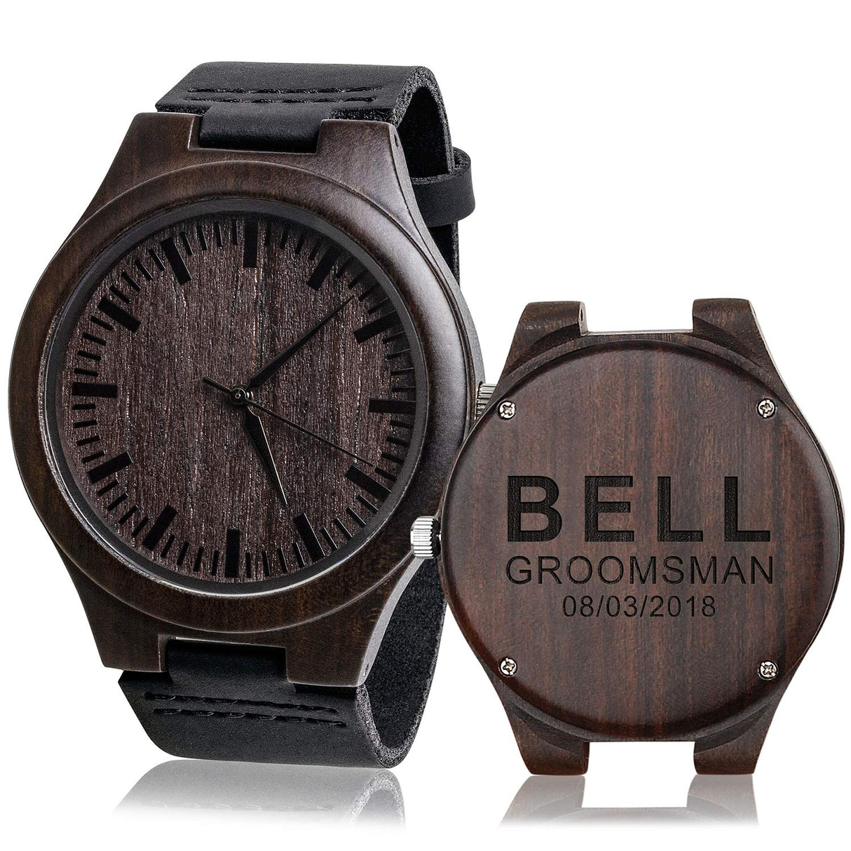 KOSTING Personalized Watch, Groomsmen Gift, Engraved Groomsman Watch w Personalized Wood Gift Box - Custom Groomsman Gift, Wedding Customized Favors KOSTING