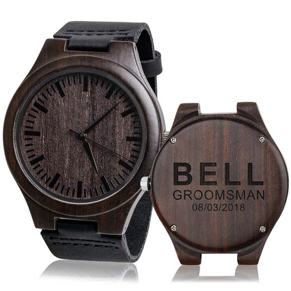 KOSTING Personalized Watch, Groomsmen Gift, Engraved Groomsman Watch w Personalized Wood Gift Box - Custom Groomsman Gift, Wedding Customized Favors - WoodArtSupply