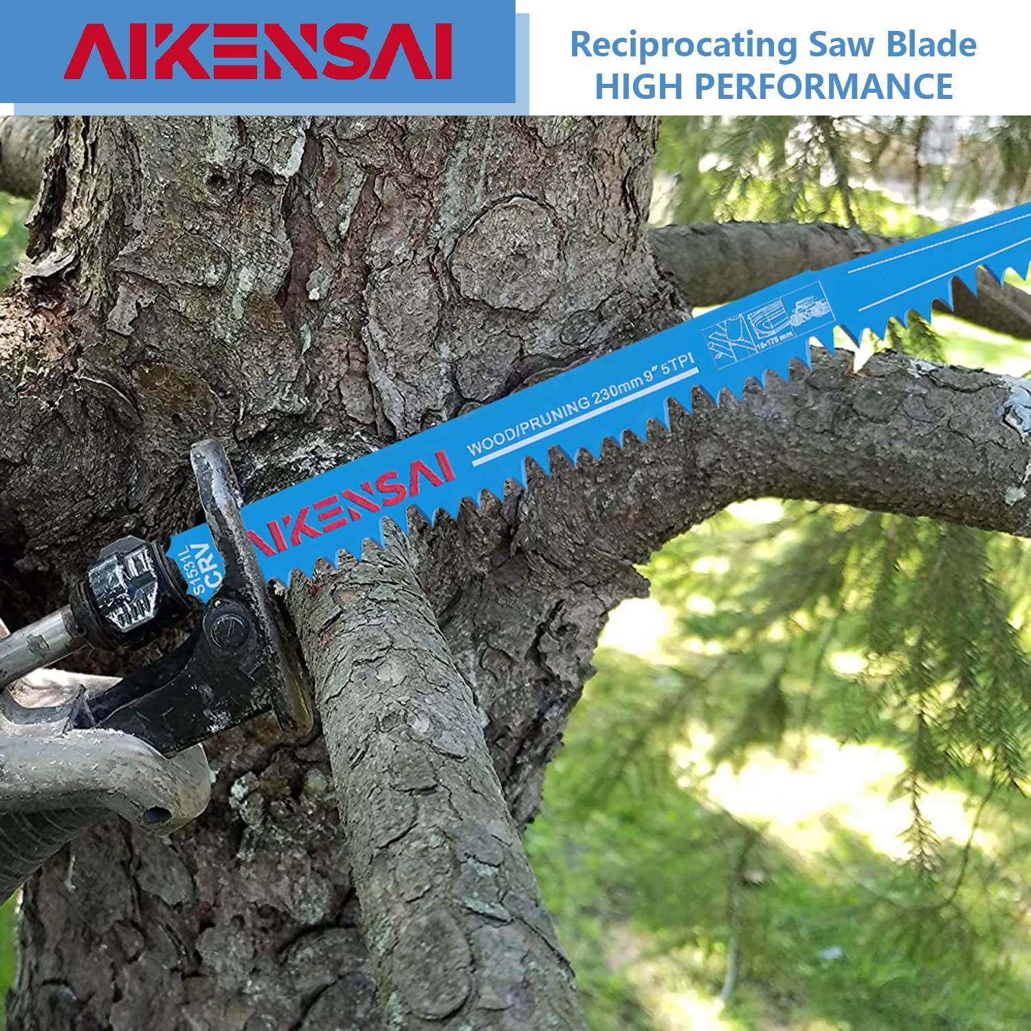 AIKENSAI 10 x S1531L 9 Inch 5TPI Wood Reciprocating Saw Blades Pruning Sawzall Blades for Fast Wood Cutting Sawzall Pruning Blades Compatible with - WoodArtSupply