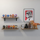 DOLLFIO Rustic Brown Wooden Floating Wall Shelves - Set of 3 for Stylish Home Décor and Storage DOLLFIO