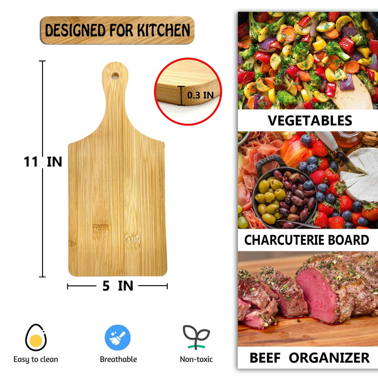 6 Pcs Mini Charcuterie Boards,11x5 Inch Wood Cutting Board Bulk,Mini Cutting Boards For Crafts With Handle,Laser Engraving Cutting Board XINGTS