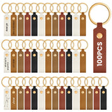 Wavyknot 100 Pcs PU Leather Key Fobs Kit Blanks DIY Laser Engraving Keychain for Leather Keychain Making Supplies(Colorful, 3.7 x 0.7 Inches) Wavyknot
