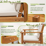 Flamaker Patio Chairs 3 Piece Acacia Wood Patio Furniture with Coffee Table & Cushions Outdoor Conversation Set Balcony Chairs for Porch, Deck, Flamaker