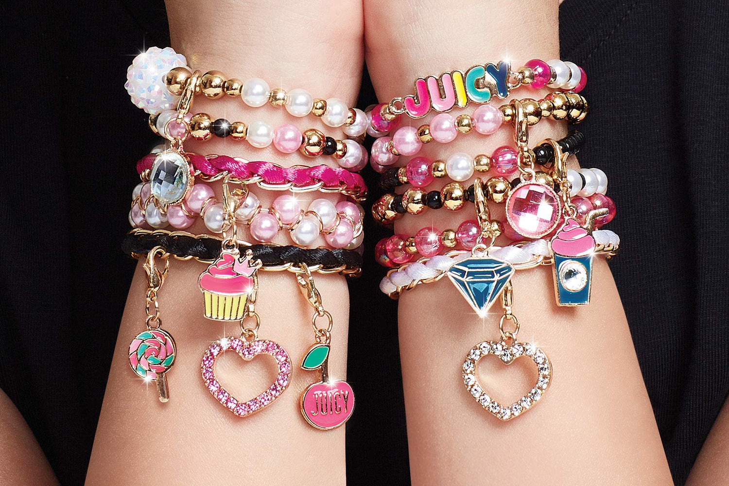 Make it Real - Juicy Couture Pink and Precious Bracelets - DIY Charm Bracelet Kit with Beads for Tween Jewelry Making - Jewelry Making Kit for Girls Make It Real