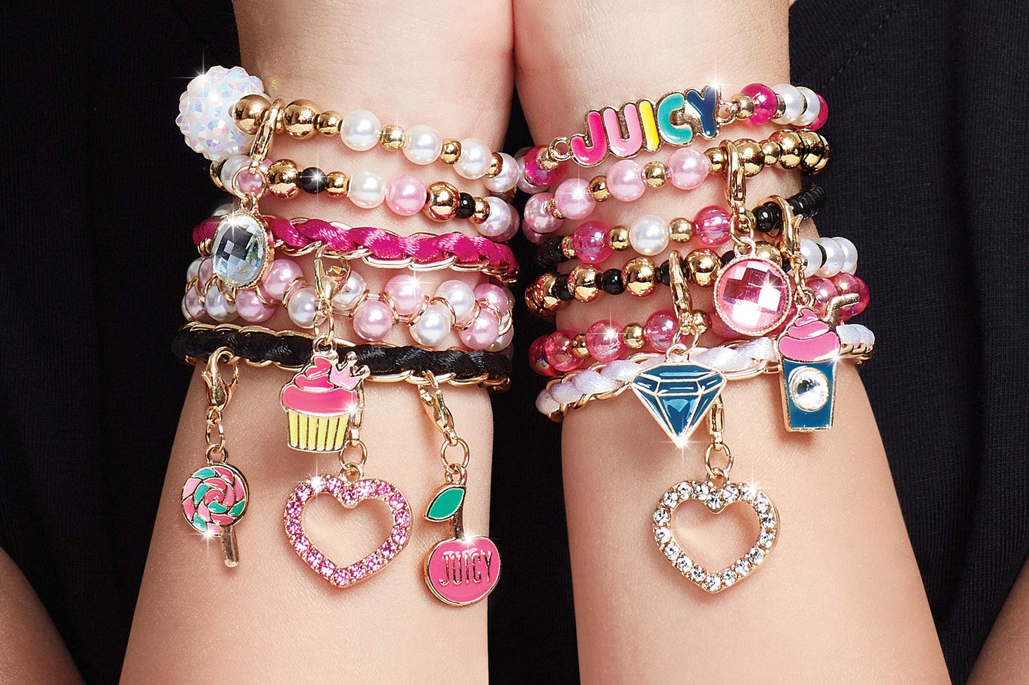 Make it Real - Juicy Couture Pink and Precious Bracelets - DIY Charm Bracelet Kit with Beads for Tween Jewelry Making - Jewelry Making Kit for Girls