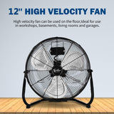Simple Deluxe 12 Inch 3-Speed High Velocity Heavy Duty Metal Industrial Floor Fans Oscillating Quiet for Home, Commercial, Residential, and Simple Deluxe