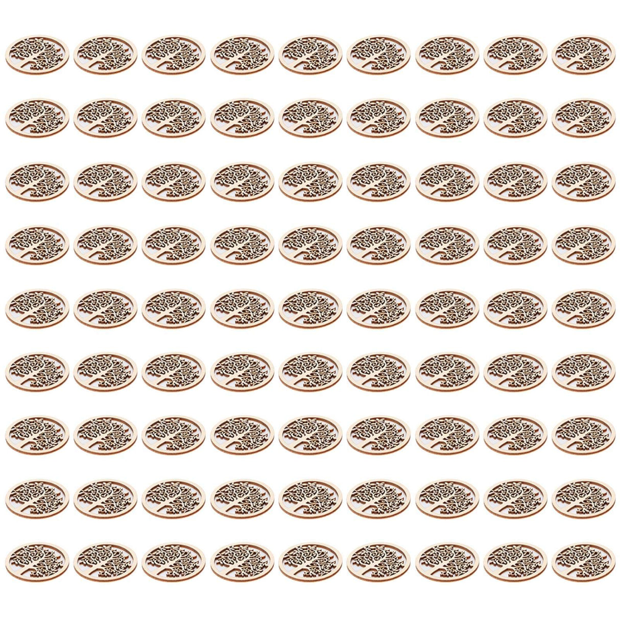 48Pcs Organic Tree of Life, Mini Round Tree of Life Unfinished Wooden Plaque Wooden Tree Shape Craft Blank for Christmas, Wedding, Guestbook, HERCHR