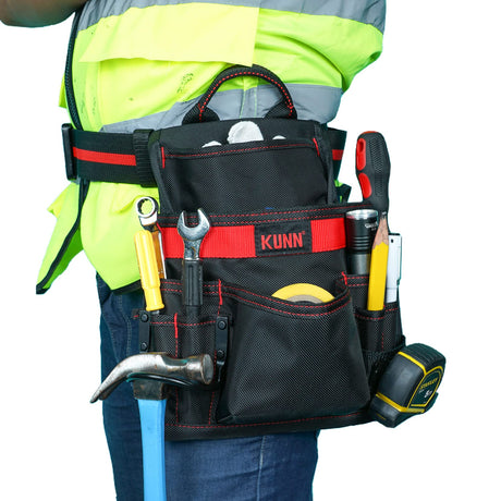 KUNN Carpenter Pouch Durable 10-Pocket Tool Belt with Hammer Loop,Tape Clip,Nail Tool Bag,Heavy Duty Quick Release Metal Buckle Tool Belts for KUNN