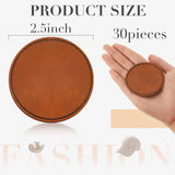 30 Pcs Blank Leather Hat Patches with Adhesive Round Laserable Leatherette Patch Brown Faux Leather Patches Glowforge Laser Supplies for Hats, Dunzy