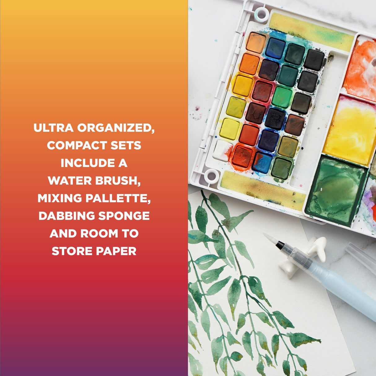 SAKURA Koi Pocket Field Sketch Kit - Watercolor Sets for Painting On the Go - 12 Colors - 1 Water Brush - 1 Sponge - 1 Palette SAKURA