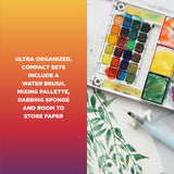 SAKURA Koi Pocket Field Sketch Kit - Watercolor Sets for Painting On the Go - 12 Colors - 1 Water Brush - 1 Sponge - 1 Palette SAKURA