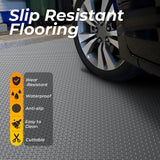 8.2 x 20 FT Garage Floor Mat, 2.8mm Thickness Diamond Plate Vinyl Garage Flooring Roll for Under Car, Large Size 164 SQFT for Large SUVs, MPV, Pickup Geemax