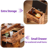 LIKIMIO Small Makeup Vanity Desk with Mirror and Lights, Vanity Table Set with Storage Drawer & Chair & 3 Shelves, Bedroom, Vintage Brown LIKIMIO