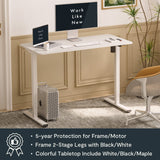 FLEXISPOT Adjustable Height Desk 40 x 24 Inches Whole Piece Desktop Small Standing Desk for Small Space Electric Sit Stand Home Office Table (White FLEXISPOT