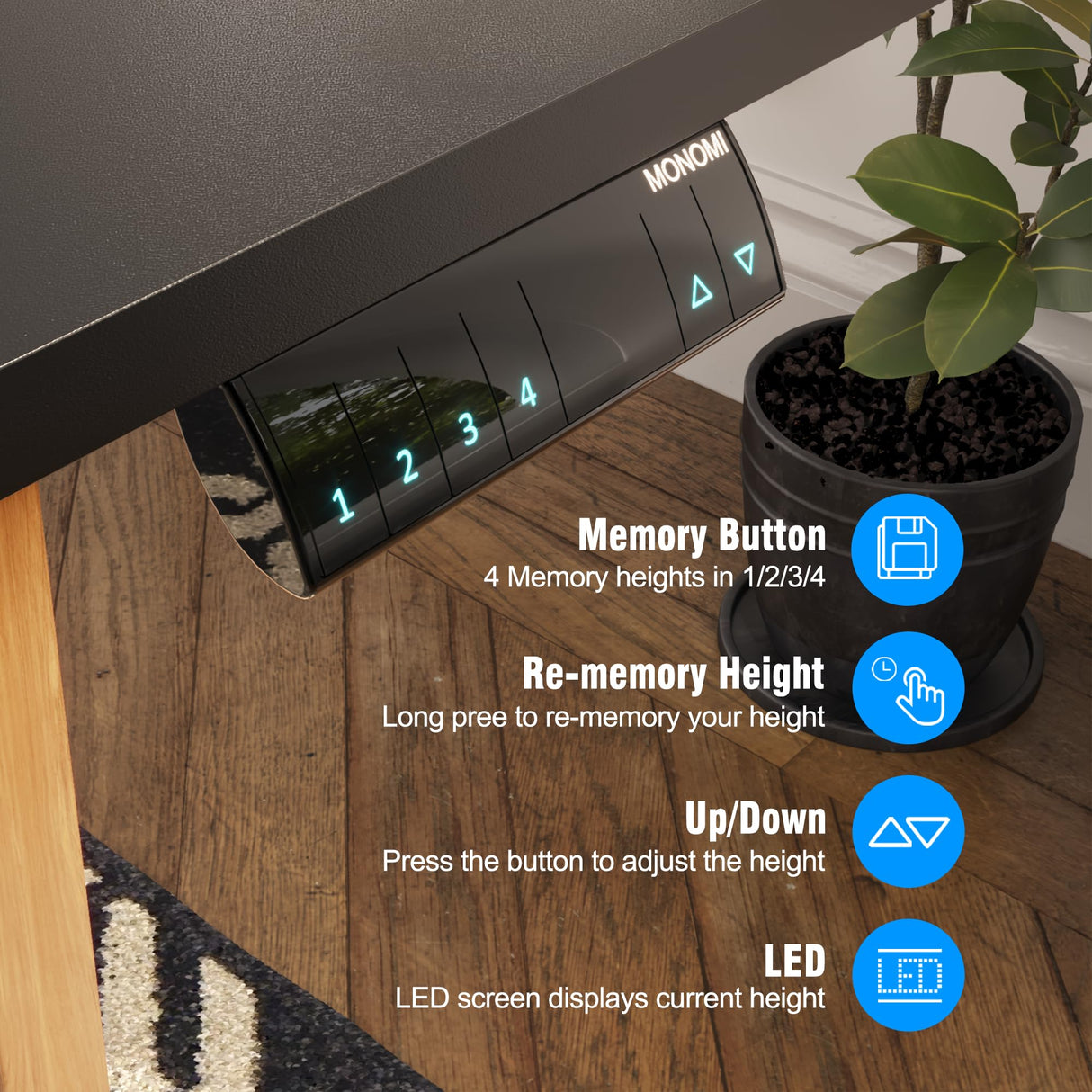 Monomi Electric Standing Desk, 55 x 28 inches Height Adjustable Desk, Ergonomic Home Office Sit Stand Up Desk with Memory Preset Controller (Black Monomi