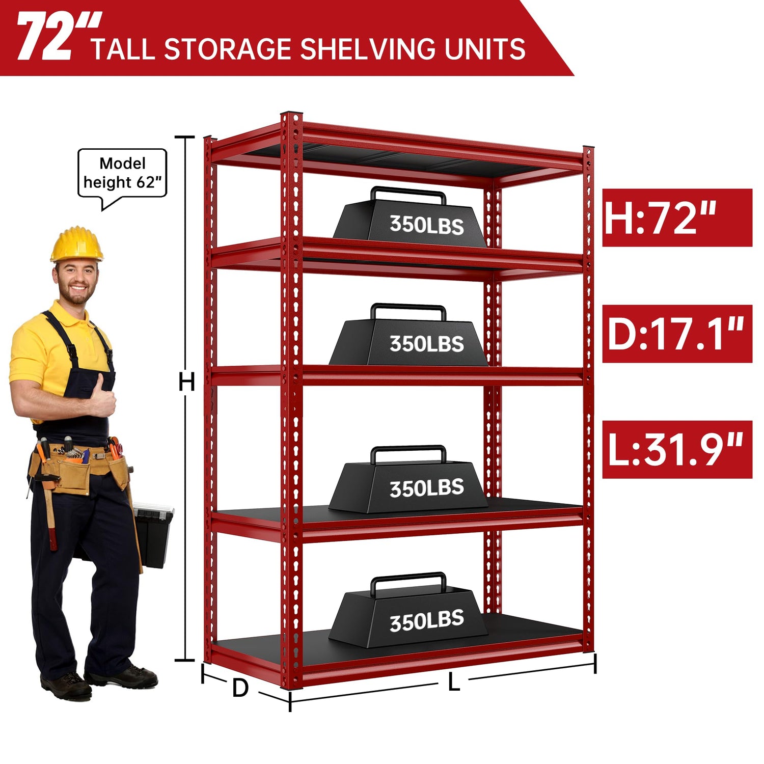 REIBII Storage Shelves Garage Shelving Garage Storage Shelves Heavy Duty Shelving Shelves Adjustable Metal Shelving 5 Tier Shelving Units and Storage REIBII