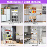 Storage Shelves 6-Tier Wire Shelving Unit Garage Shelving with Wheels 2100LBS Capacity,18" D x 48" W x 78" H Metal Shelves Storage Rack Heavy Duty Capacmkseh