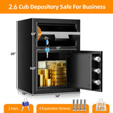 INTERGREAT Drop fireproof safe,2.6 Cub Depository Safe for Business, 80 lbs Large Deposit Money Security Safe Box with Digital keypad and keys for INTERGREAT