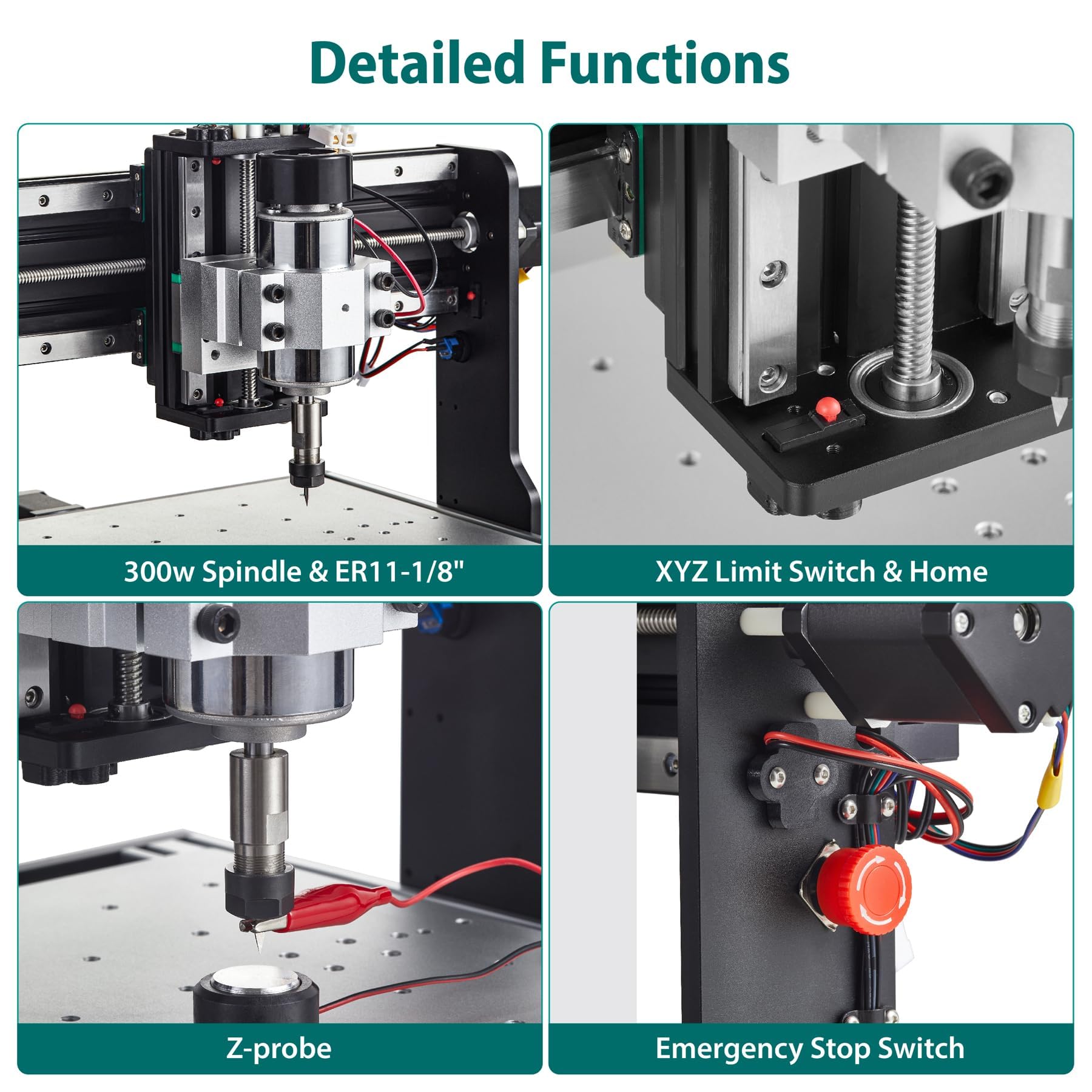 AnoleX CNC Router Machine 3030-Evo Pro, All-Metal XYZ Axis Dual Steel Linear Guides with 300W Spindle, Z-Probe, Limit Switches, E-Stop, ideal for - WoodArtSupply