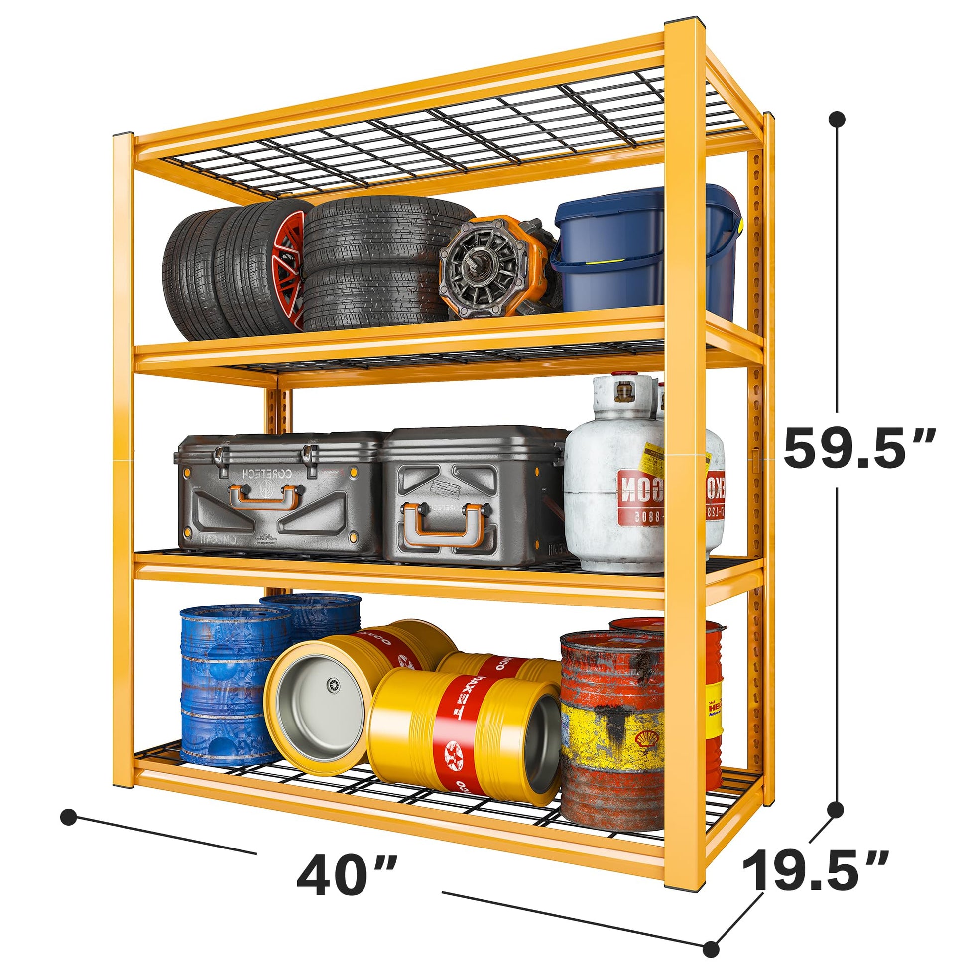 REIBII 40"W Garage Shelving Heavy Duty Loads 2240LBS Garage Storage Shelves Heavy Duty Shelving 4-Tier Adjustable Metal Shelves for Storage Rack - WoodArtSupply