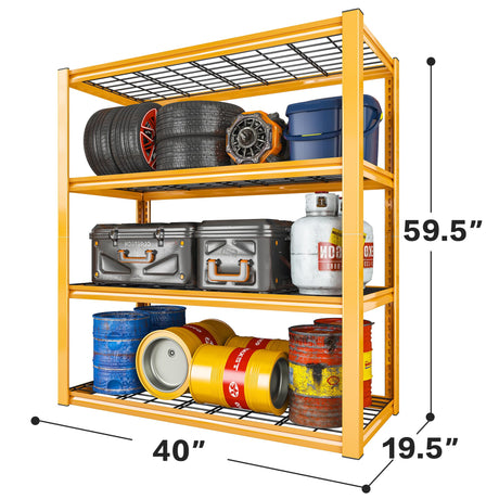 REIBII 40"W Garage Shelving Heavy Duty Loads 2240LBS Garage Storage Shelves Heavy Duty Shelving 4-Tier Adjustable Metal Shelves for Storage Rack REIBII