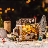 DIY Miniature House Kit Flavory Coffee Shop, Tiny House Kit for Adults to Build, Mini House Making Kit with Furnitures, Halloween/Christmas Wowood