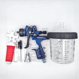 HVLP 6800B Spray Gun 1.3mm with no wash Cup and Adapter car spayer Painting Tool Spray air Paint Gun Airbrush Low Pressure 260L/MIn (Blue) Fivean