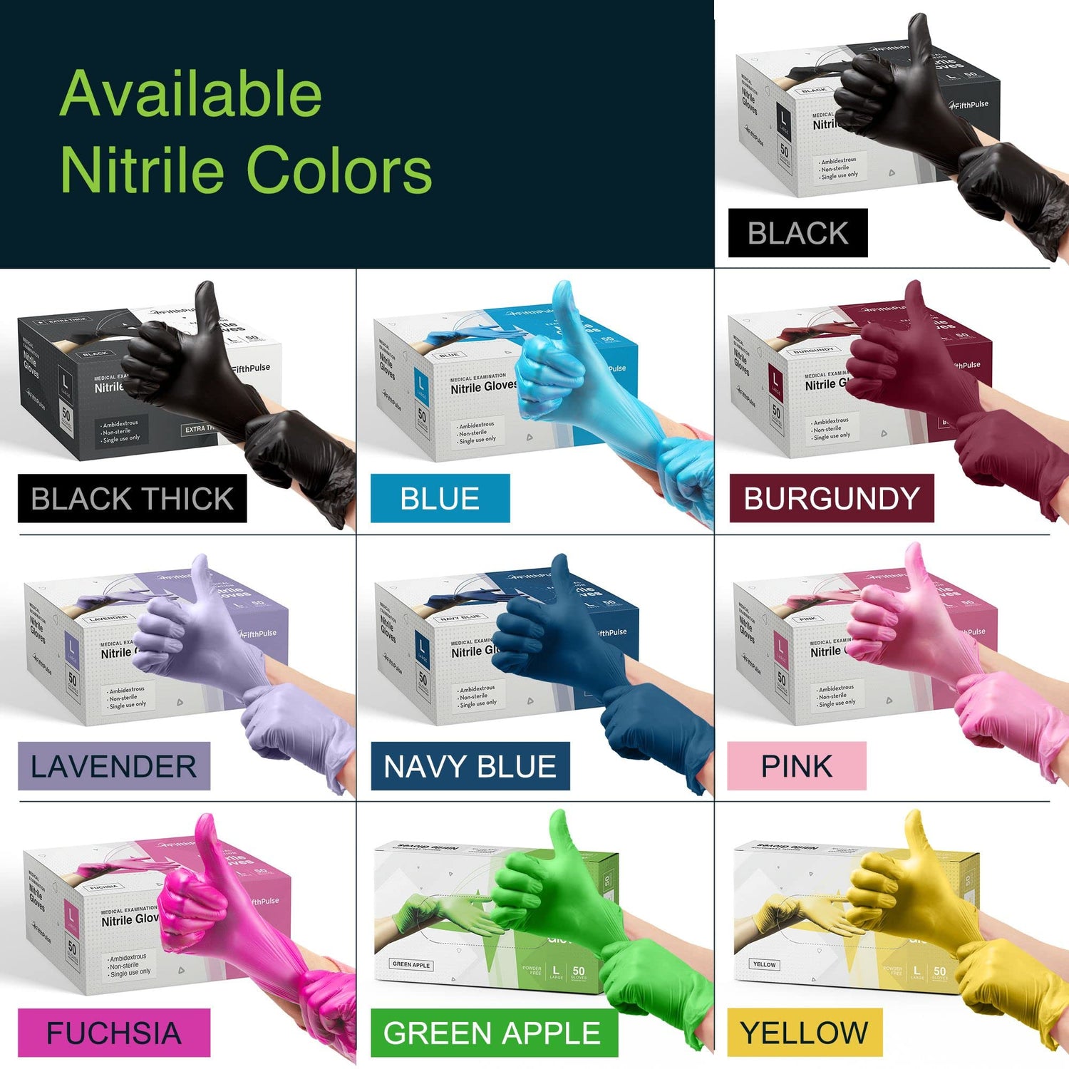 Fuchsia Hot Pink Nitrile Disposable Gloves - 50 Count - 3 Mil Nitrile Gloves Medium - Powder and Latex Free Rubber Gloves - Surgical Medical Exam FifthPulse