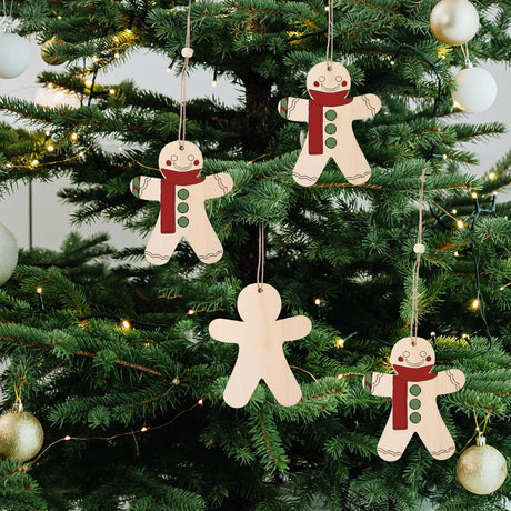 NOLITOY Wooden Gingerbread Men for Crafts, 10pcs Gingerbread Christmas Wooden Ornaments Unfinished Blank Gingerbread Man Shape Cutouts for Christmas NOLITOY
