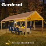 Gardesol Carport, 10'x20' Heavy Duty Carport with Roll-up Ventilated Windows, Portable Garage with Removable Sidewalls & Doors for Car, Truck, Boat, Gardesol
