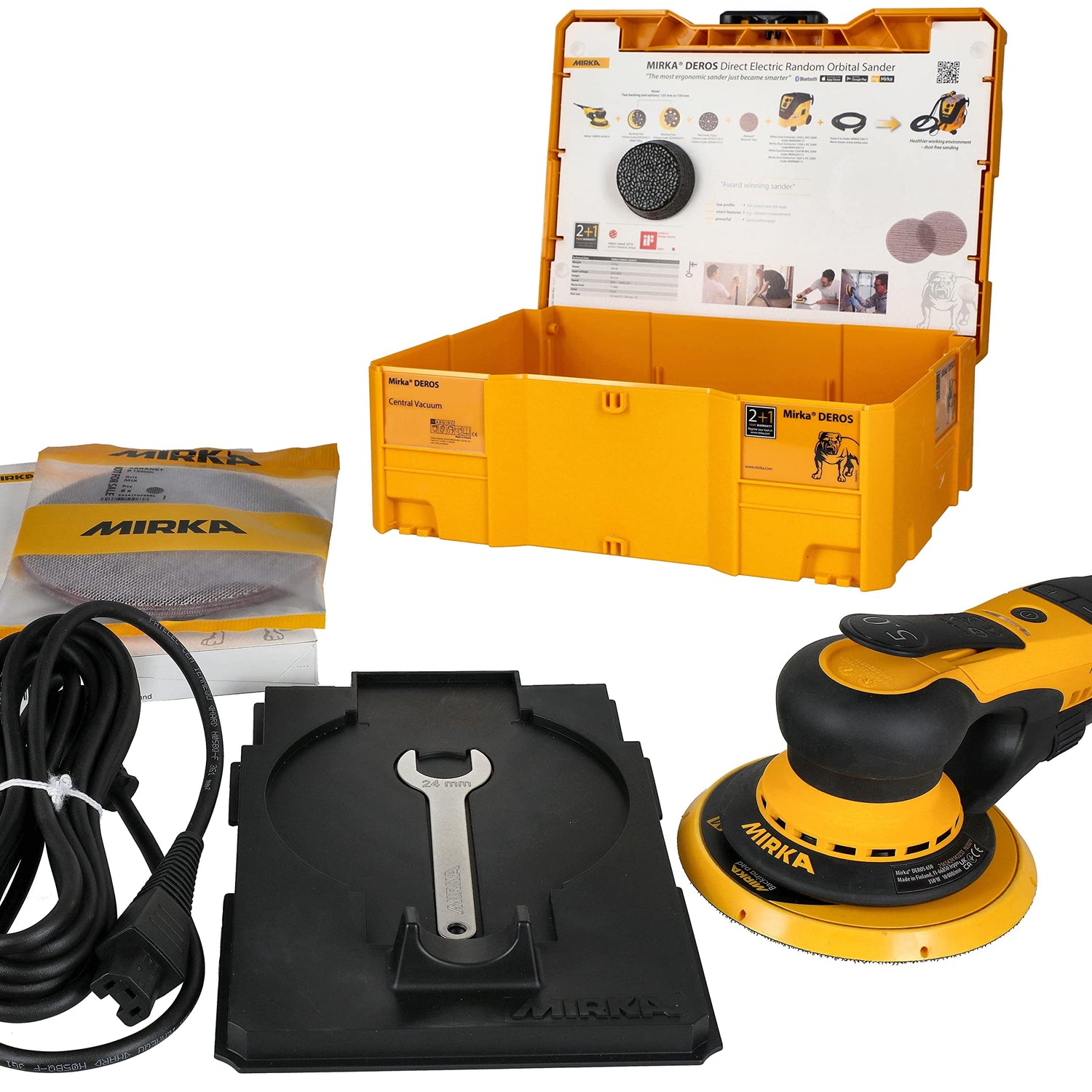 Mirka MID65020CAUS Direct Electric Random Orbital Sander, 6-Inch, Yellow, Black Mirka